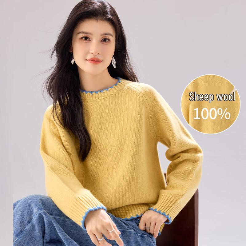 Women s 100% Merino Wool Thickened Round Neck Sweater L