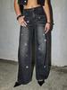 Paris Sparkle Rhinestone Wide-Leg Slimming Jeans – Women's Floor-Length Fashion