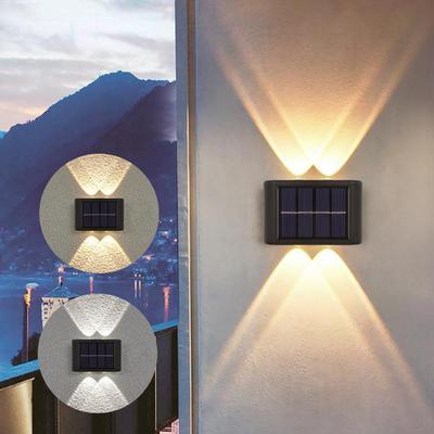 4/6 LED Solar Wall Lamp Outdoor Waterproof Powered Light UP and Down Illuminate Home Garden Porch Yard Decoration