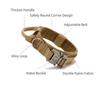 Military Tactical Dog Collar Zinc Alloy Buckle Reinforced Hook Loop Duarable Handle for Training German Shepard K9 Large Dog
