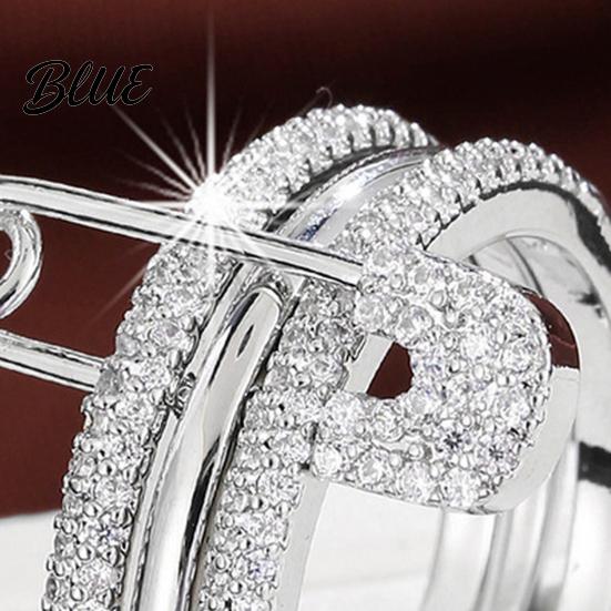 Rhinestone Jewelry Women Detachable Ring 3 in 1 Design Pin
