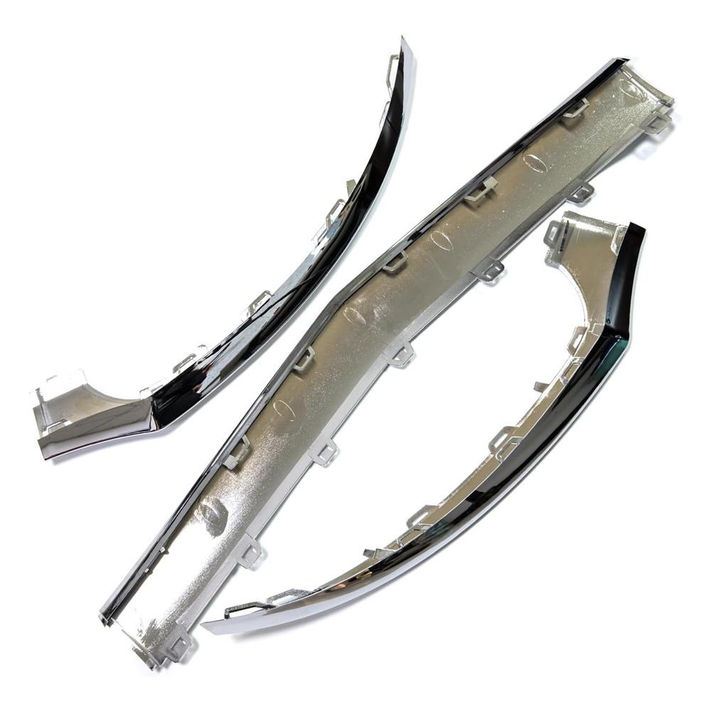 3Pcs Front Bumper Chrome Trim Molding Fit For Mercedes W218 CLS400 550 2015-18