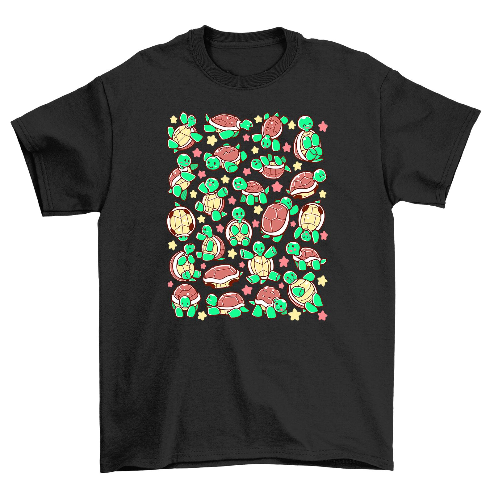 

Adorable Turtles T-Shirt Mens Womens Tees Top - Cute and Quirky! Funny Tee with Colorful Turtle Patte XL