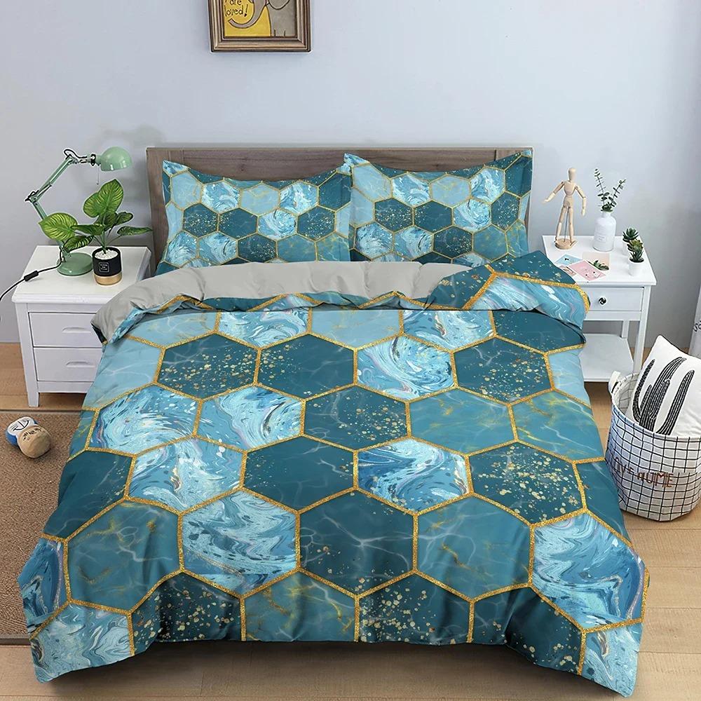 

Коллекция пододеяльников с мраморным дизайном Роскошная 3D-печать Коллекция постельного белья для сна Размер King Size Queen Dimension Односпальный Размер Постельное белье Для спальни EU Single 135x200cm