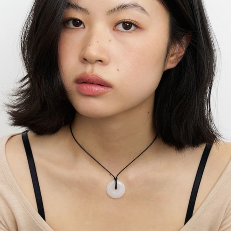 

geegee white disc string necklace 43cm