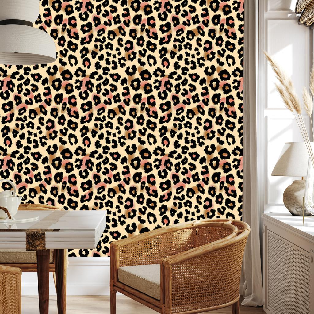 Animal Skin Wallpaper Brown, Cream and Black for Living Room and Bedroom 50x1000