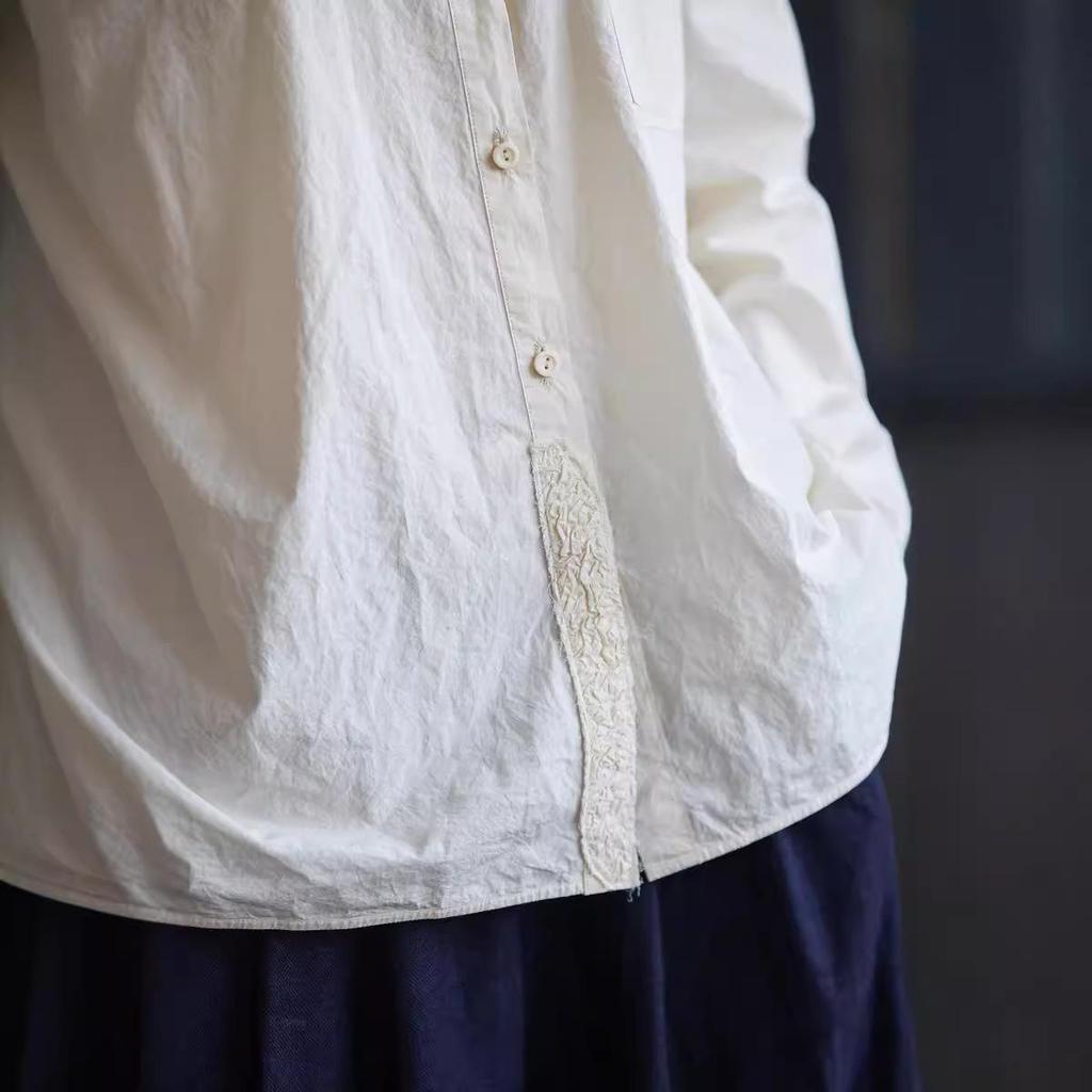 Autumn Retro Women's Heavyweight Rice Cake Cotton Blouse