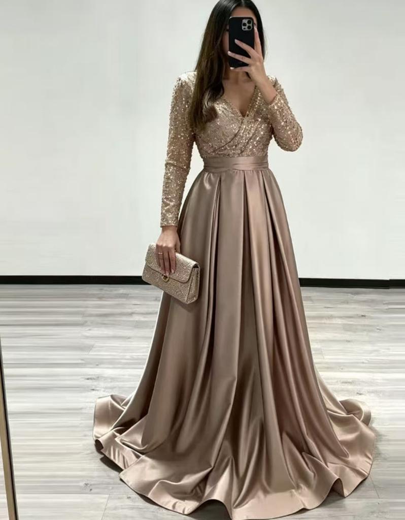 New French satin fishtail light luxury elegant temperament annual meeting host dress sequined long dress