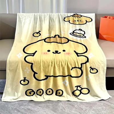 Koc z nadrukiem Pom Pom Purin Kawaii Pies Kreskówkowy Flanelowy Puszysty Miękki Koc dla Dorosłych Pluszowy na Sofę Piknik Ręcznik Plażowy