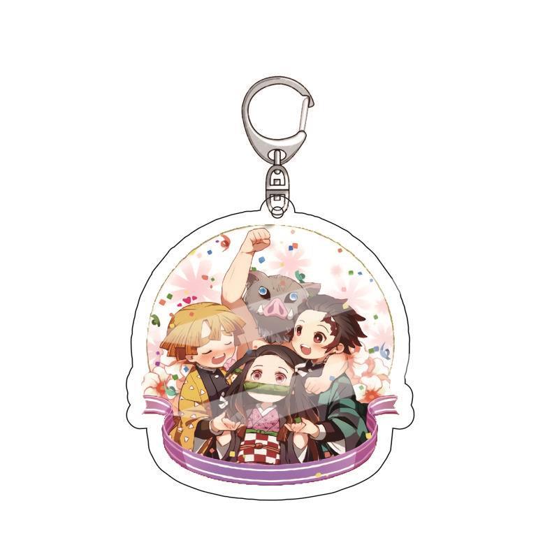 Anime Demon Slayer Acrylic Keychain Tanjiro Kamado Nezuko Zenitsu Agatsuma Inosuke Hashibira Pendant Charm 4PCS Collection Beautiful Gift