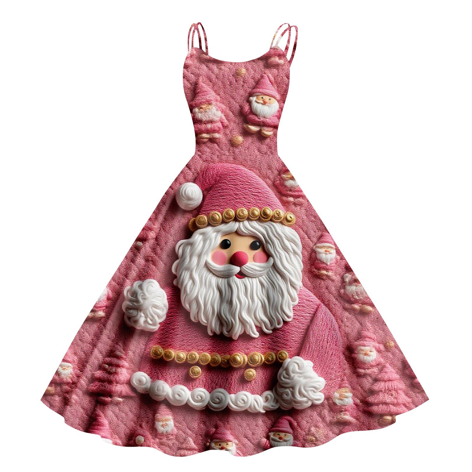 

Женское повседневное рождественское платье-сарафан в винтажном стиле с принтом XXL