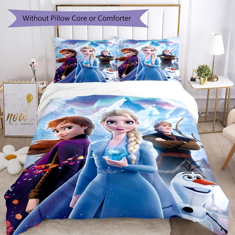 3pcs Elsa Bedding Set Duvet Cover Closure Includes 1 Duvet Cover & 2 Pillowcases, Soft and Comfortable for All Seasons.