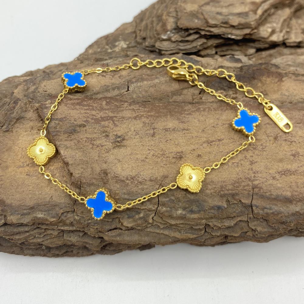 Bracciale a maglie con fiori in acciaio inossidabile 316 con catene a cavo per donna all'ingrosso