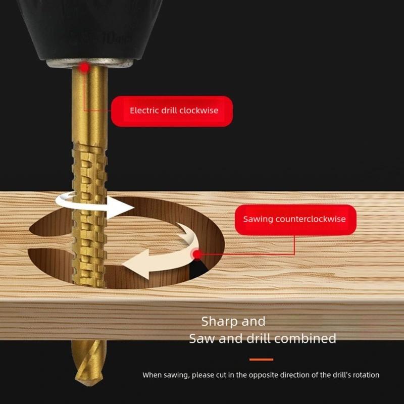 Triangular Shank Step Drill Bits 6Pcs Set High Speed Steel Multiple Material Drilling Woodworking Projects