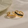 Stylish Double Layer Drip Oil Stainless Steel Interlocking Square Ring for Women