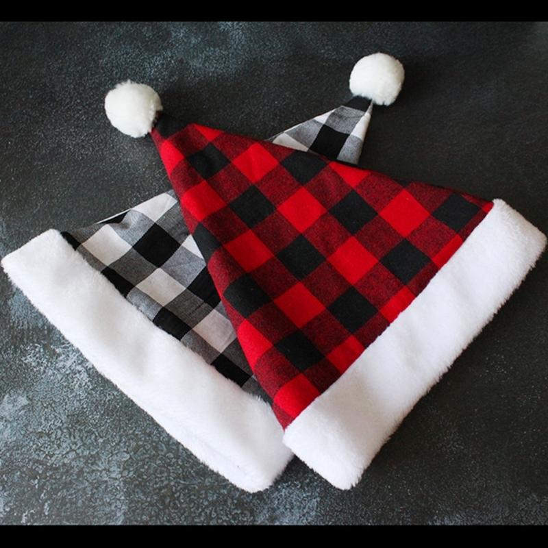 Adult Cosplay Santa Hat Comfortable Hat Traditional Lattice Pattern Christmas Santa Hat for Adult New Year Presents