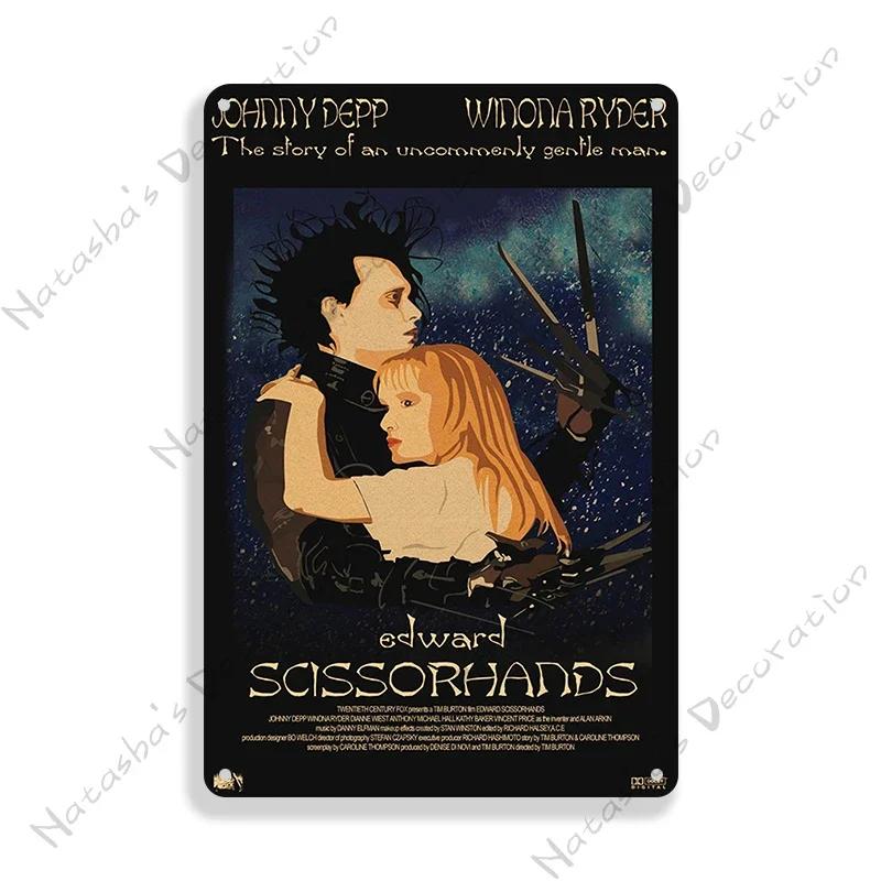Edward Scissorhands Old Movie Metal Poster Decorative Plate Bar Wall Metal Tin Sign Metal Signs Home Wall PlatePlaque