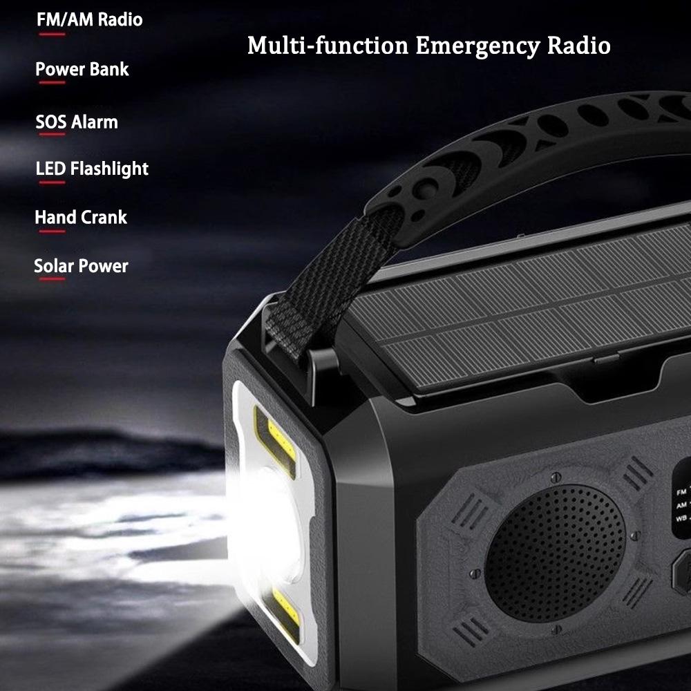 12000mAh Portable Emergency Radio AM/FM/NOAA Weather Radio Solar Hand Crank Radio Flashlight SOS Alarm Power Bank Reading Lamp