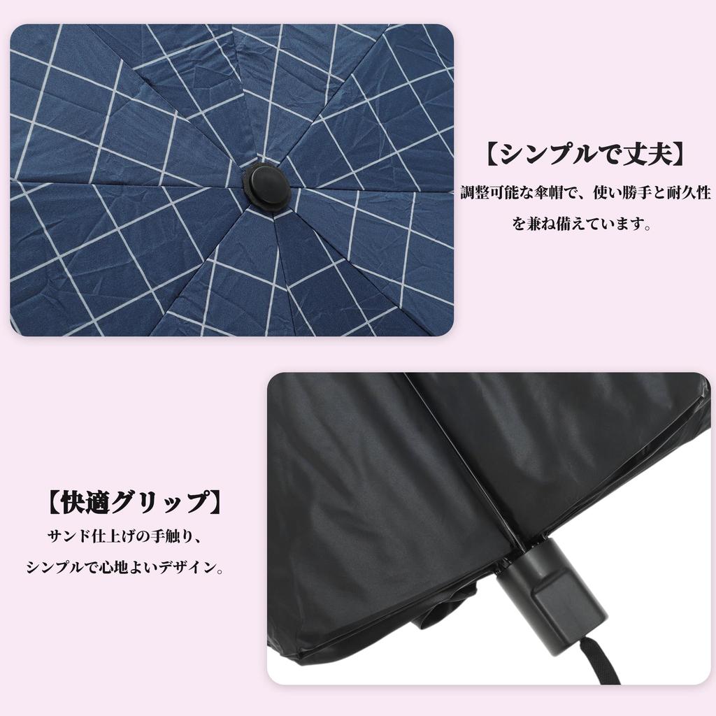 CAPASTEC Folding Large Manual Opening and Rain UV UV Suitable for Both Sunny and Rainy Checkered Navy Blue Umbrella, Size, Closing, Water-Repellent,
