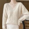 Maglione da donna in cashmere cashmere Qinghe 30% cashmere 70% lana pullover autunnale e invernale caldo e alla moda