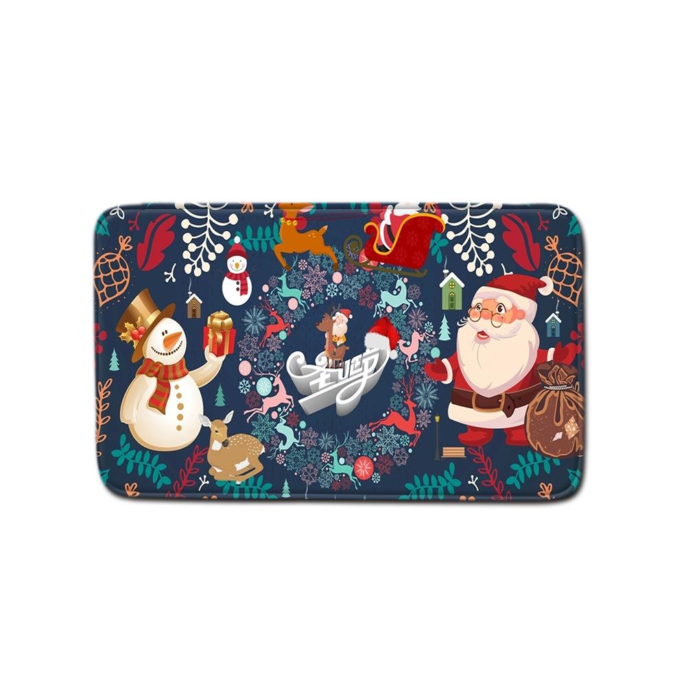 Christmas Shower Curtain Floor Mat Combination Four-Piece Bathroom Non-Slip Door Mat Foot Mat Bedroom Living Room Carpet