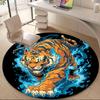 1PC Tiger Flames Office Round Area Rug,  Mat Suitable ForOffice, Under Office Chairs Bedroom Living Room Home Decor, Room Deco