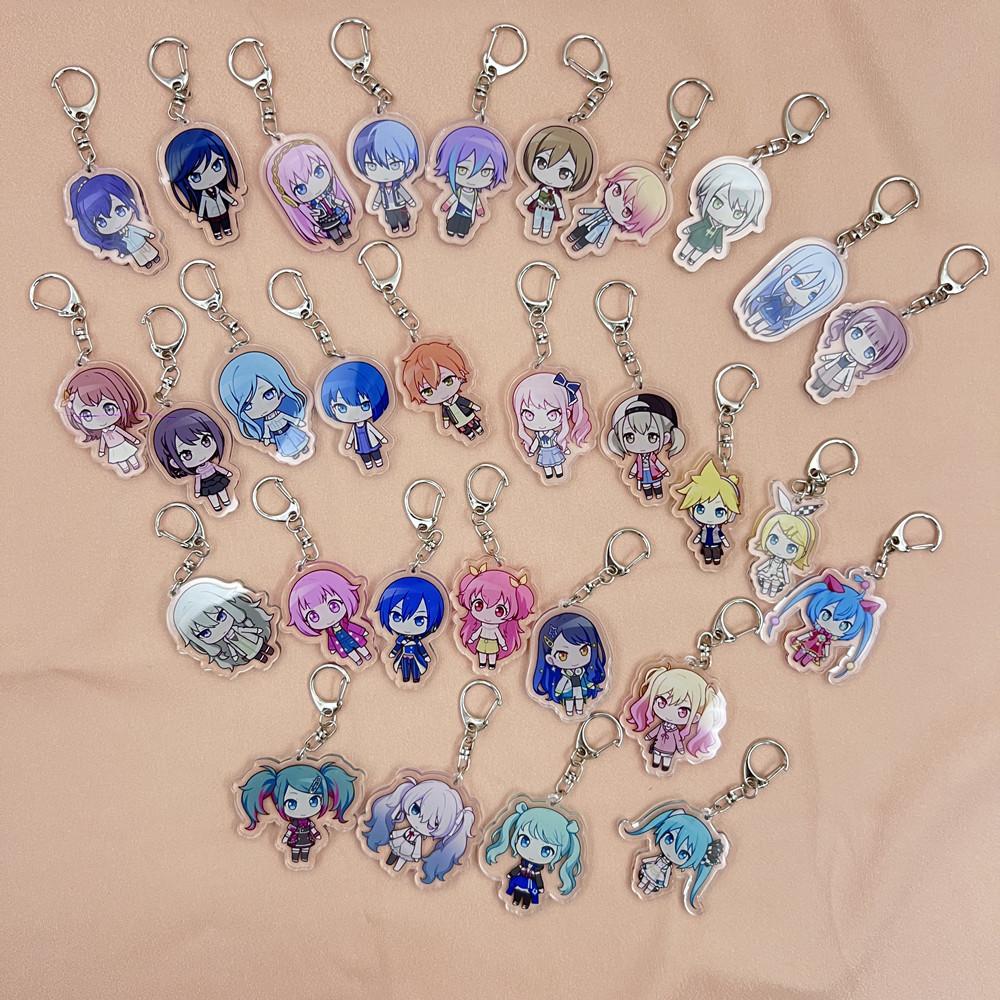 Anime PJSK Project Sekai Colorful Stage Character SD Cosplay Keychain Bag Pendant Acrylic Keyrings Key Chain Ornament Decoration