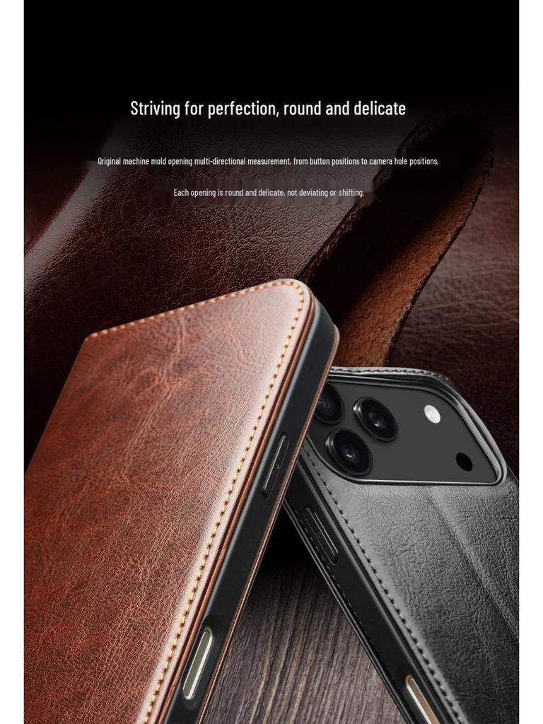 Chali iPhone 17 Pro Max Leather Flip Cover with Stand & Card Slots - Full Coverage Protective Case