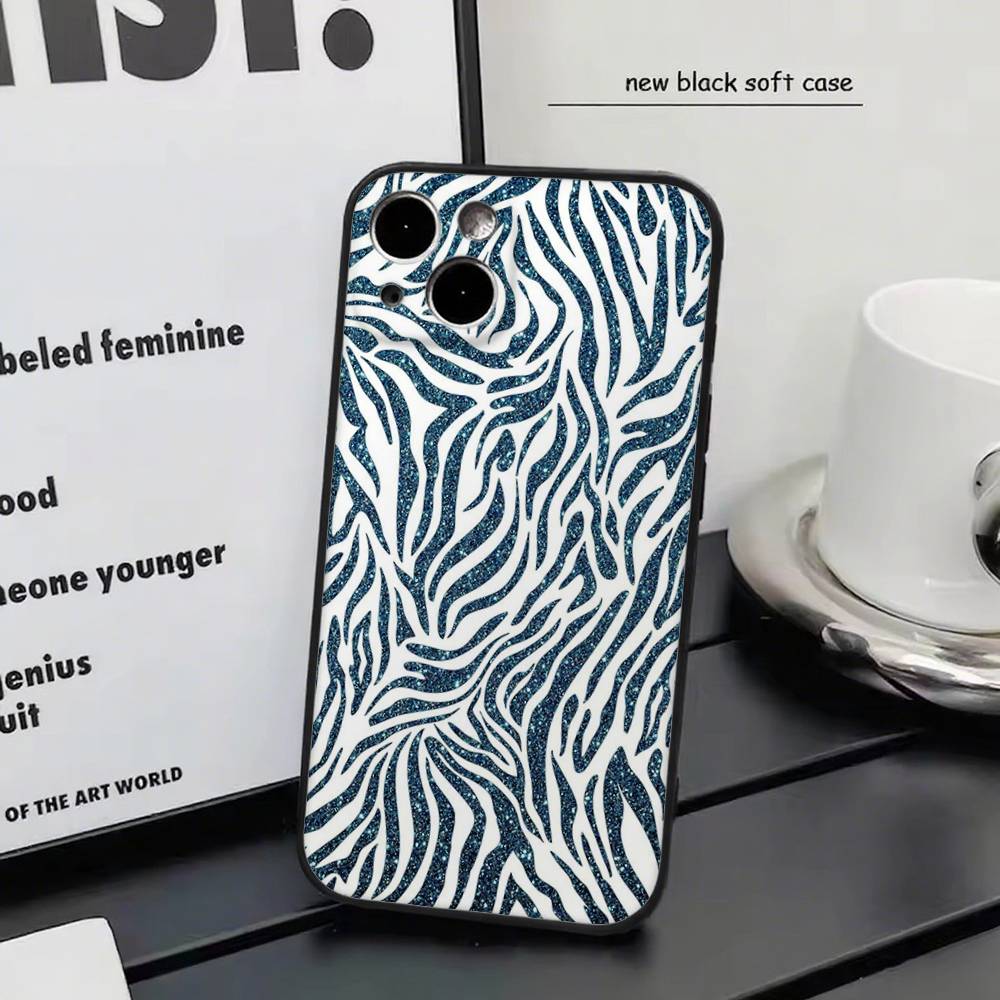 Milk Cow Zebra Strip For iPhone 13,17,11,12,16,14,15,Plus,Pro Max Soft Silicone Black Phone Case