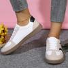 Women's Retro Color-Blocked Flat Low-Top Casual Sports Board Shoes, Training Style, Available In Large Sizes.