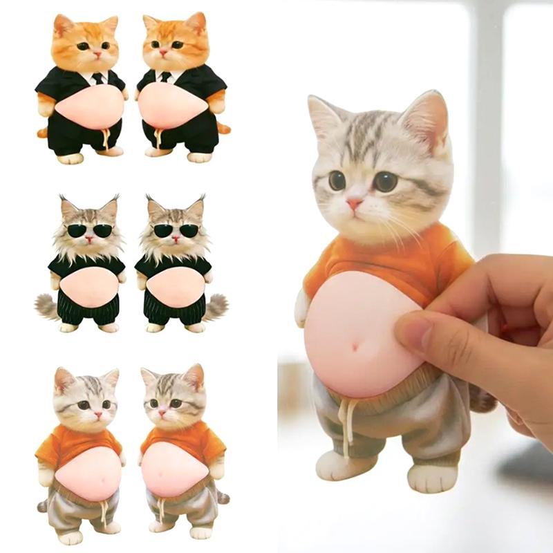 3D наклейки на живіт кота, м'який силікон, для чохла телефону, прикраса для авто, подарунки на дитячий день народження, святкові аксесуари