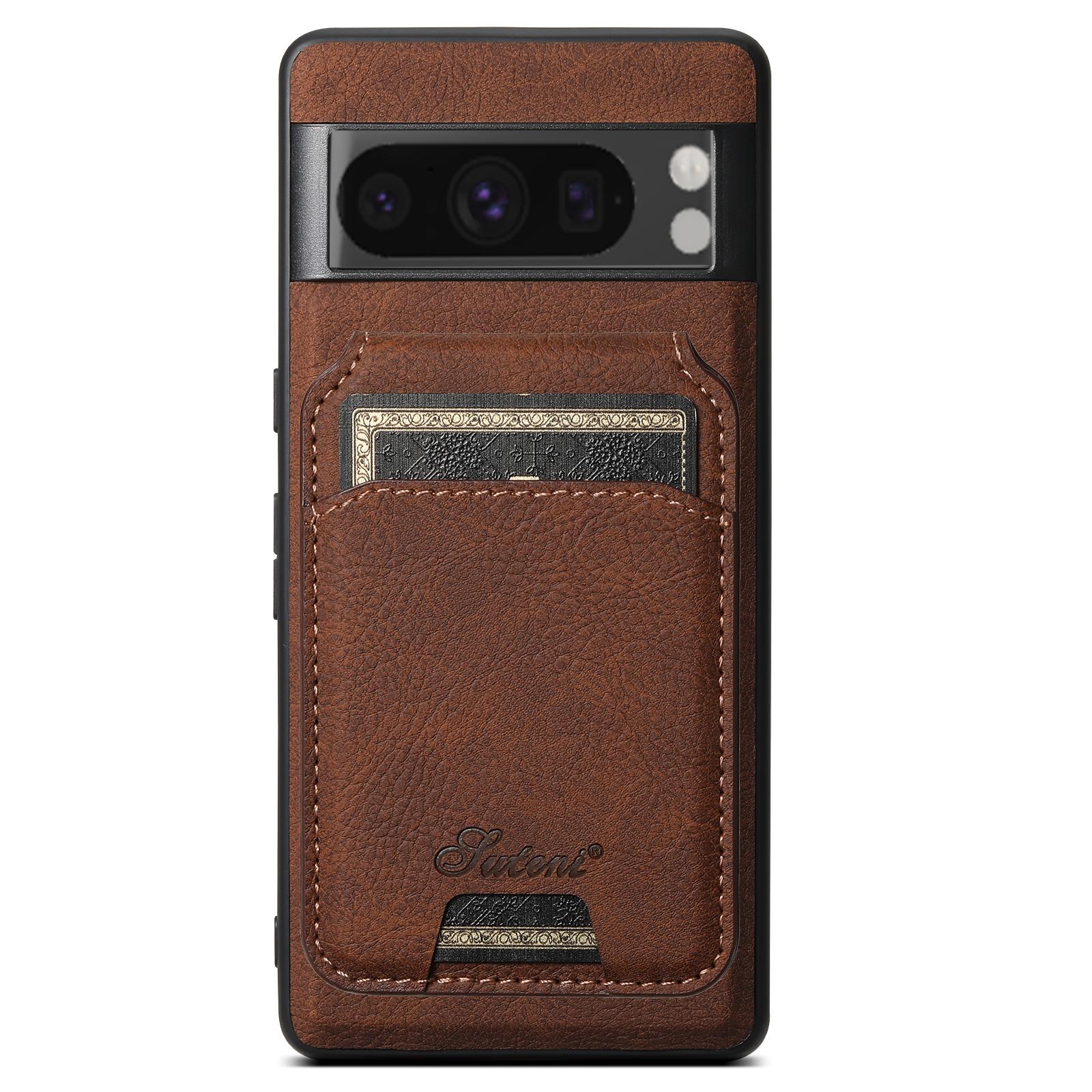 

SUTENI H16 For Google Pixel 8 Pro Cell Phone Case Magnetic Detachable PU+TPU Cover Brown