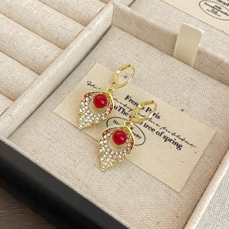 Elegant Pearl and Diamond Red Stud Earrings - Chic and Fashionable Women s Luxury Jewelry