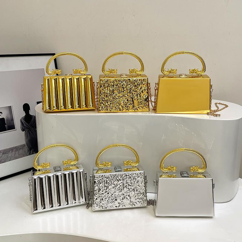 Bags Acrylic box bag 2025 new European and American fashion mirror dinner bag women's diamond messenger box bag