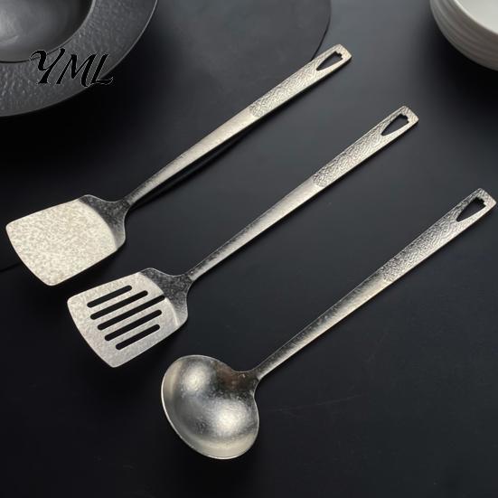 Safe Kitchen Cooking Tool Pure Titanium Frying Spatula/Leak Spatula/Soup Spoon, Non-stick Lightweight Heat Resistant Kitchenware Utensil, Portable