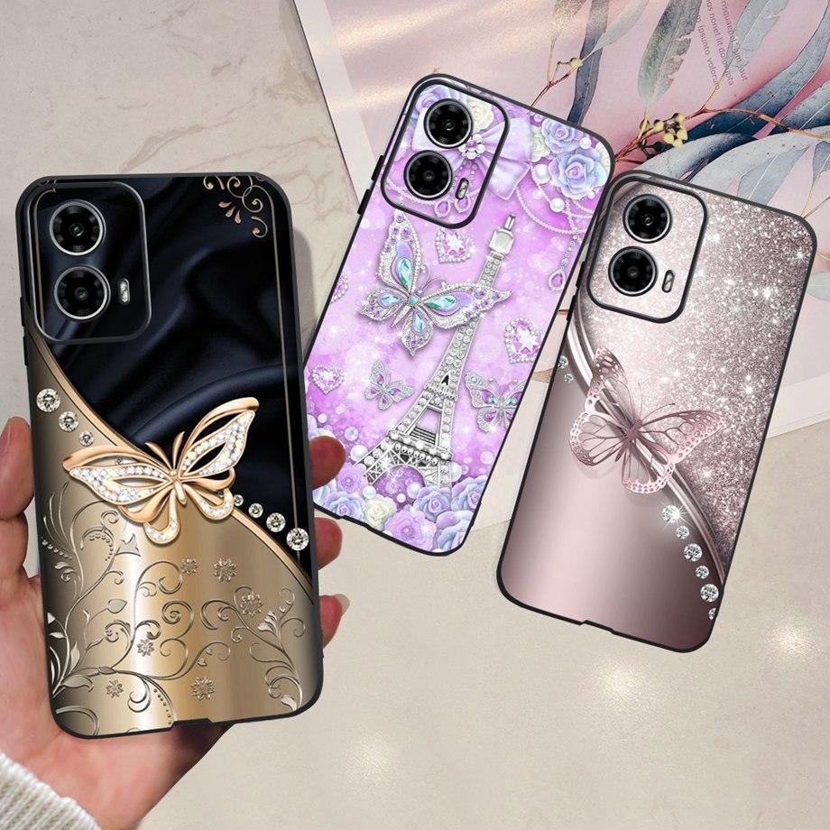 Stoßfeste Hülle für Motorola Moto G34 G24 Power Hülle Flüssigsilikon Schwarz Coque für Moto G34 MotoG24 Motorola G24 Power Fundas