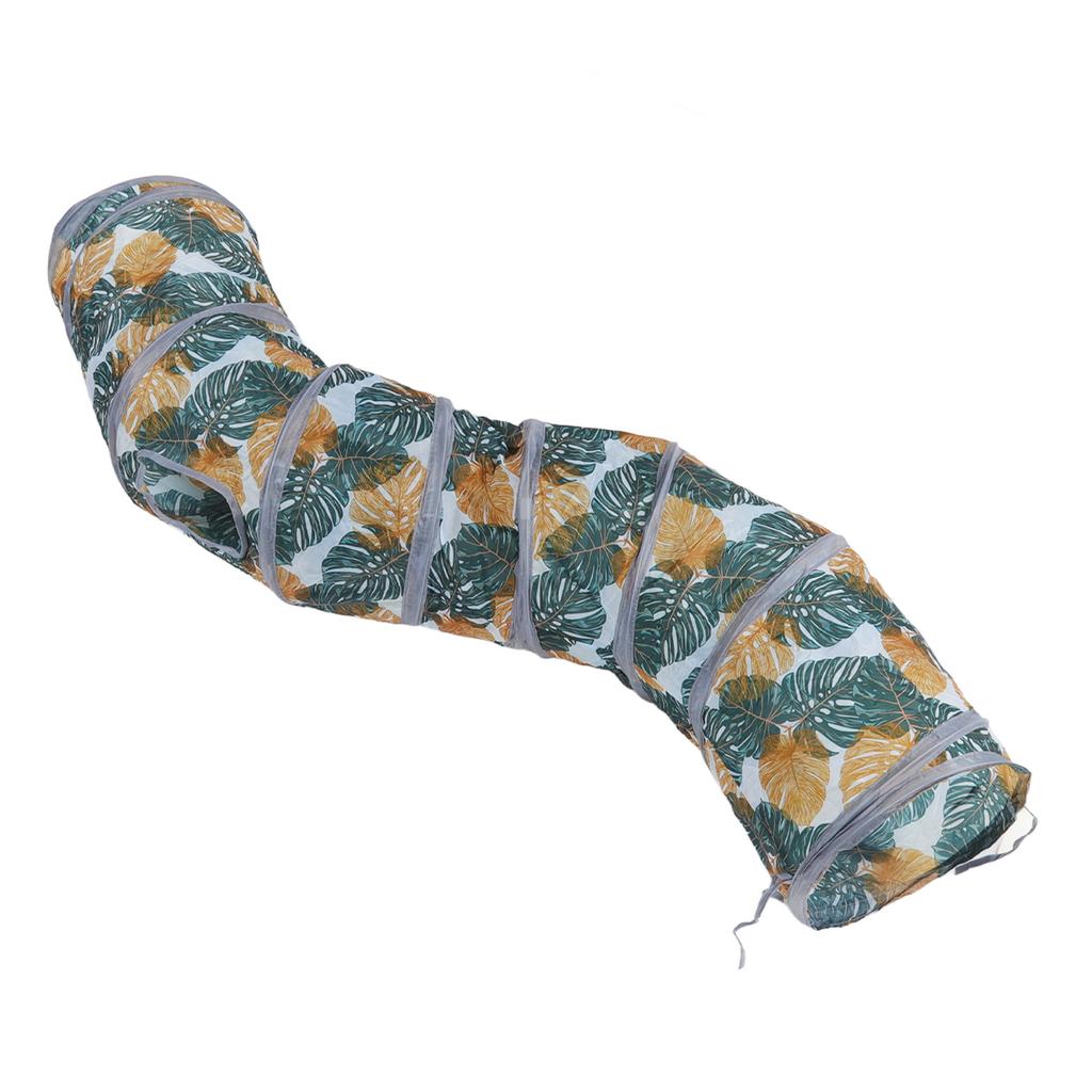 Cat S Tunnel Tube Wild Leaf Print Thicken Collapsible Portable Little Pet Tunnel for Small Pets