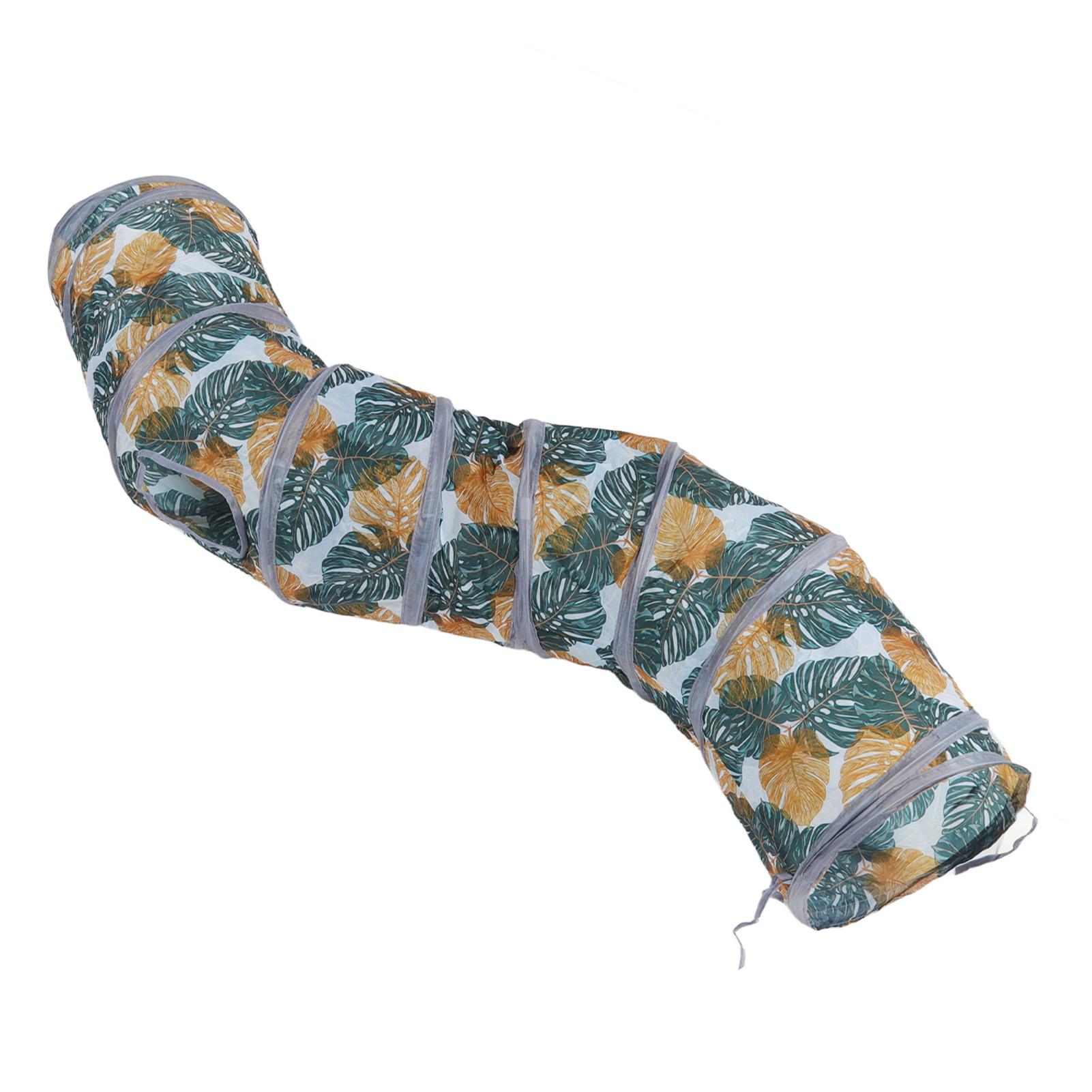 

Cat S Tunnel Tube Wild Leaf Print Thicken Collapsible Portable Little Pet Tunnel for Small Pets
