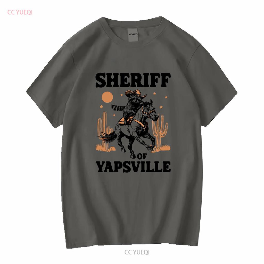 Sheriff Of Yapsville Racoon T Shirt Funny Western Cowboy Trash Panda Retro 90s Weirdcore Meme Cowgirl Clothing vintage Washed