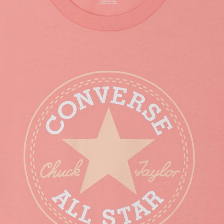 Converse T Shirts Unisex Pink Crew Neck Moderate Straight Fit 10025459-A12