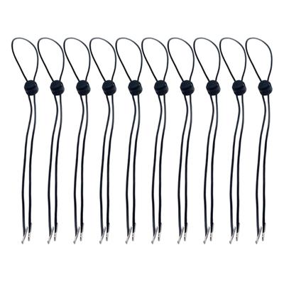 Pack Of 10 Black Elastic Hat Chin Cord Adjustable Removable Strap With Spring Lock