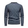 2026 New Men'S Casual Sweater Round Neck Long Sleeve Knitted Sweater Diamond Pattern Fashion Versatile Top