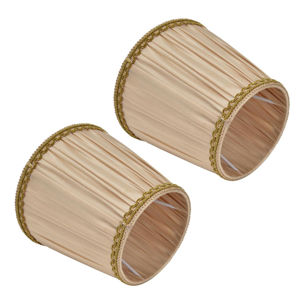 2 STK Stofflampenschirm Einfacher Lampenschirm für E14 Schraubkerzenlampe Tischleuchte Kronleuchter Gold