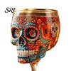 Skeleton Themed Wine Glass Gothic Skull Glass, Hand Painted Goblet, Day Art Glassware of The Dead Decor, Unique Bar Gift for Halloween Altar Accessory