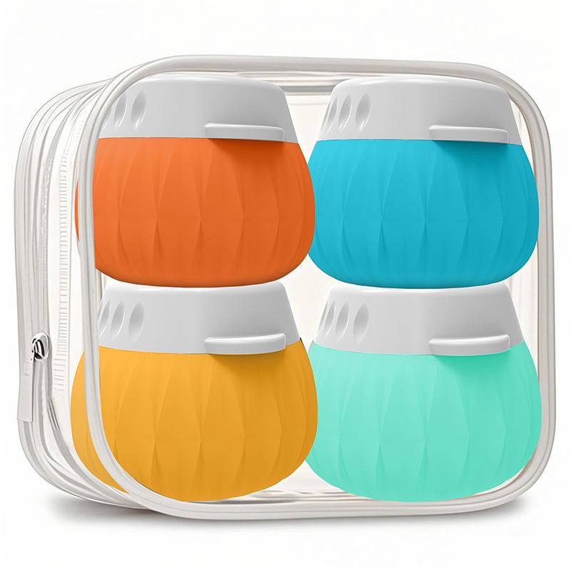 4Pcs 35Ml Soft Silicone Lotion Container Squeeze Tube Leak-Proof Empty Bottle Portable Travel Shampoo Refillable Bottles