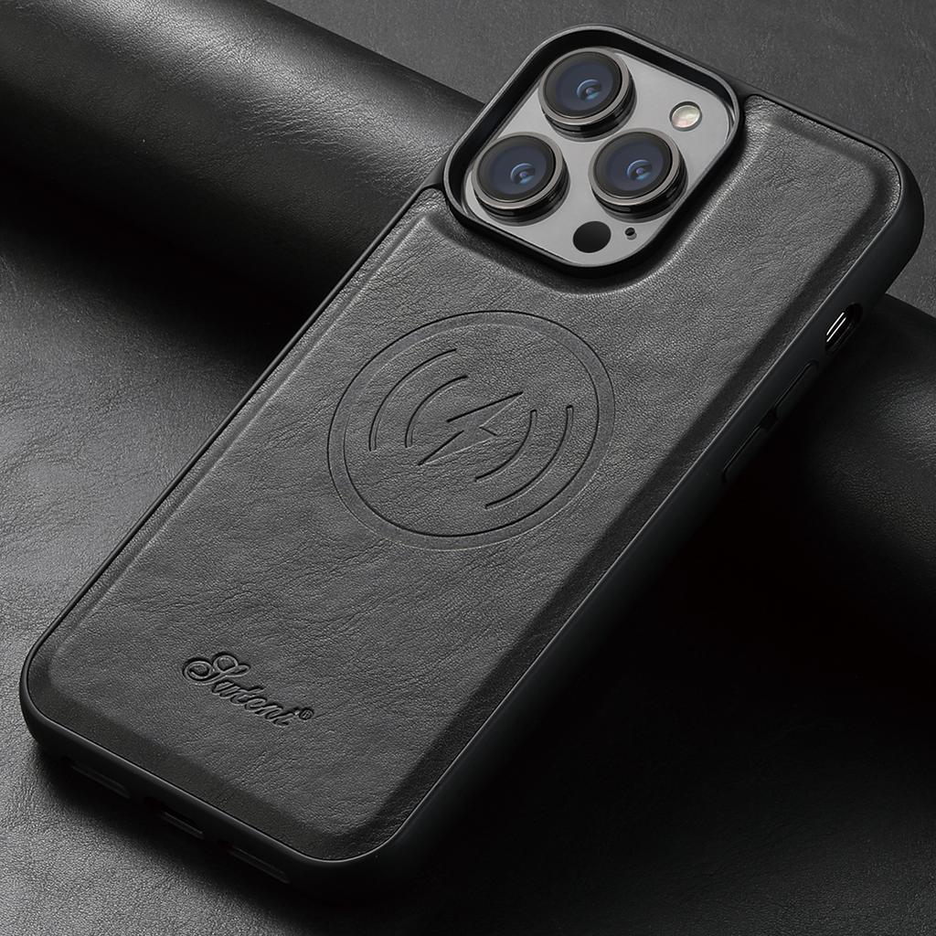 Husă Compatibilă cu Încărcare Wireless din Piele PU de Lux Pentru iPhone 12 13 14 15 16 Plus 17 Pro Max