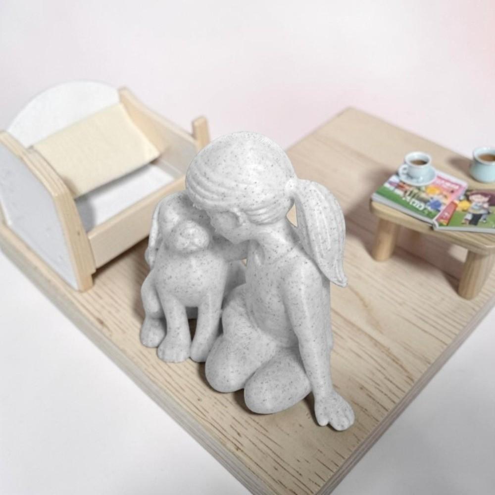 Cute Desktop Dog Figurine Creative Nordic-Style Ornaments Gifts Girl And Dog Statues Desktop Use