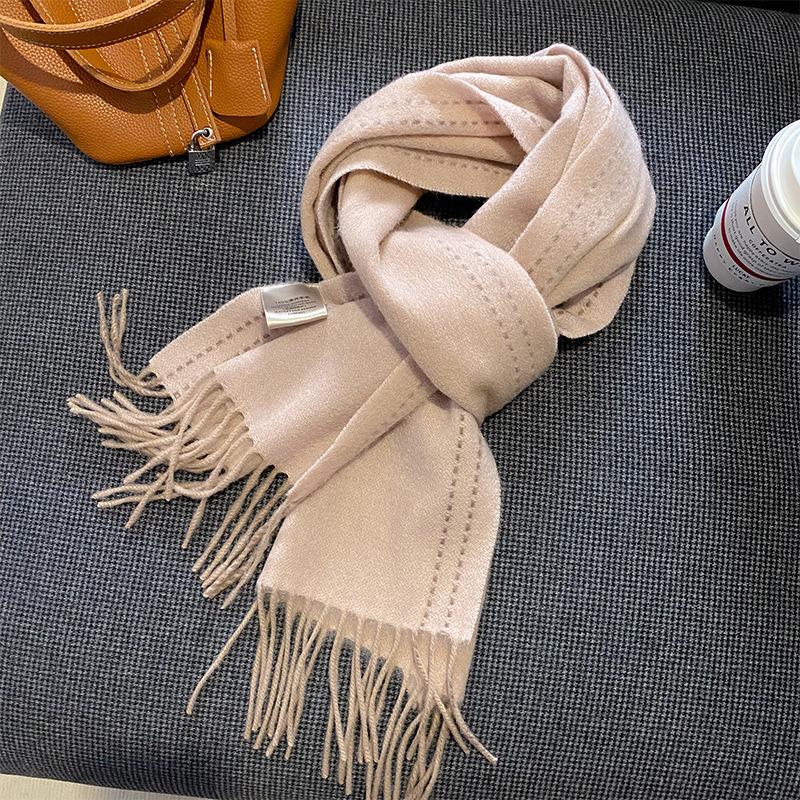 Autumn and Winter Korean Style Fashionable Pure Wool Scarf for Women Versatile and Warm Wool Scarf New Comfortable and Thickened Shawl