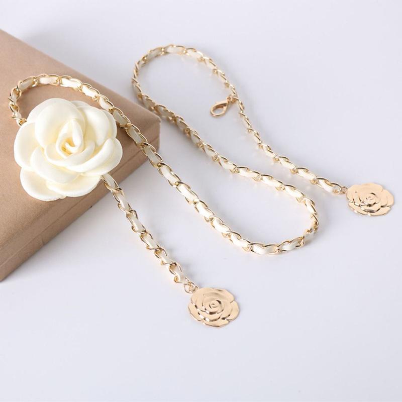 Camellia Waist Chain Accessories For Women's Fashion Flower Chain Waist Belt Decoration Dress Chain