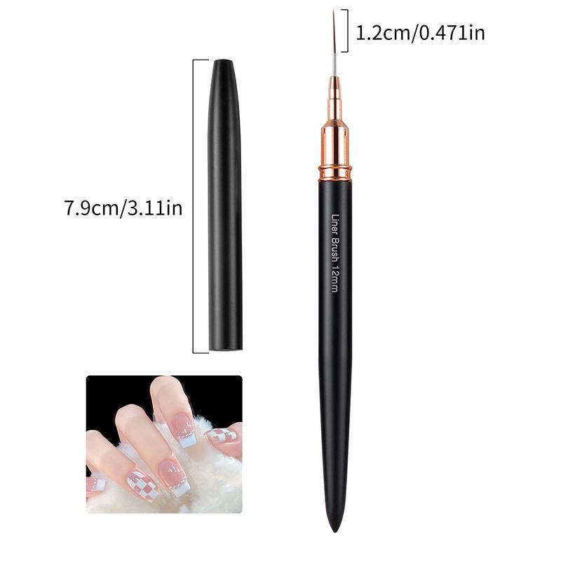 Πινέλο Γραμμής Νυχιών DIY Σχεδίασης Ζωγραφικής Λουλουδιών Γραμμών Ριγών 4mm-25mm Μεταλλική Λαβή Πινέλο Nail Art Με Κάλυμμα Πινέλα Νυχιών